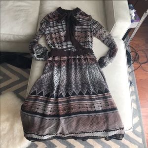 🖤Anthro Mango Silk Neck Tie Midi Dress👢